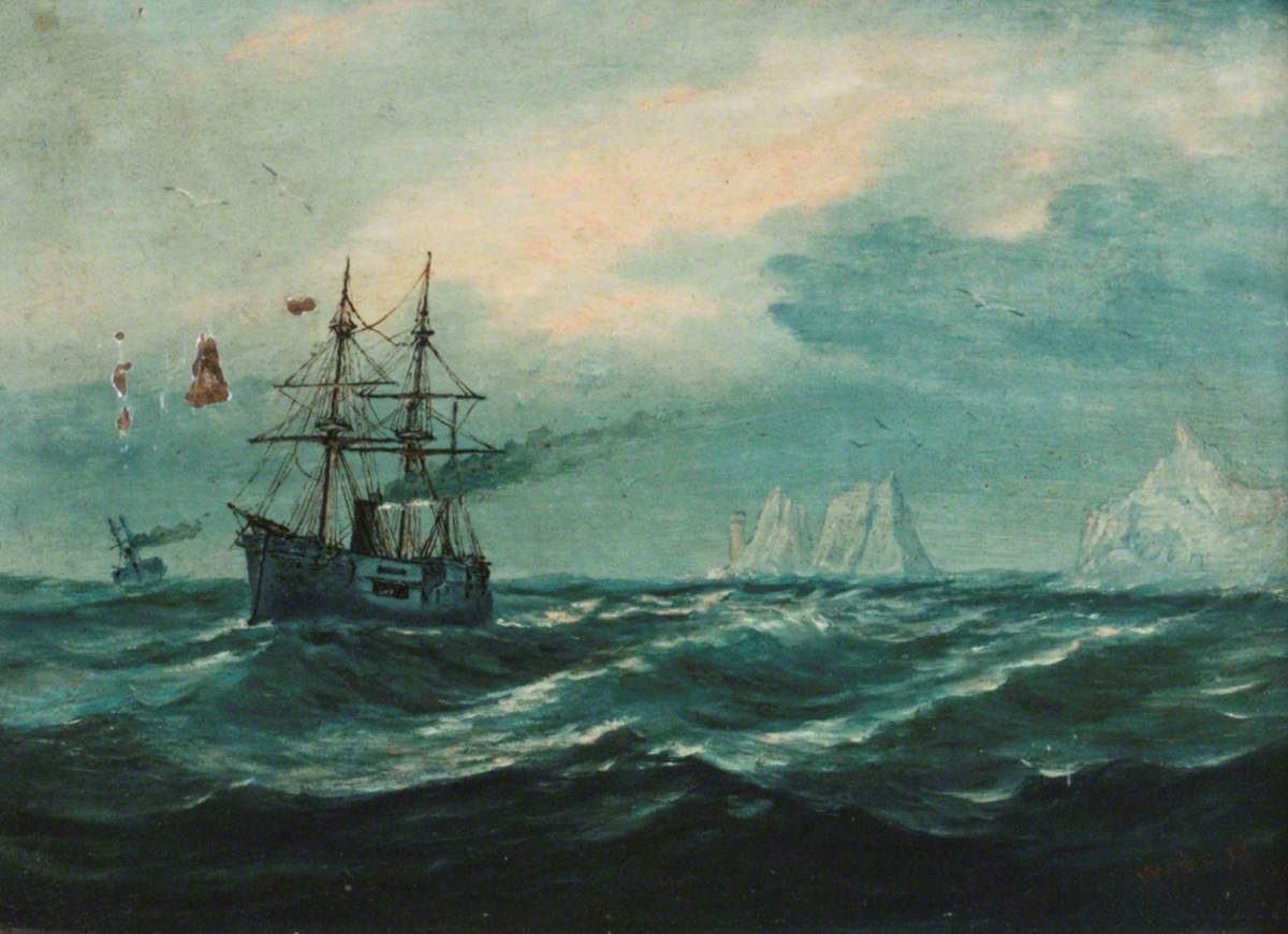 'A Ship off The Needles', possibly SS Sultan by Wiber
              (active 19th Century) - Carisbrooke Castle Museum